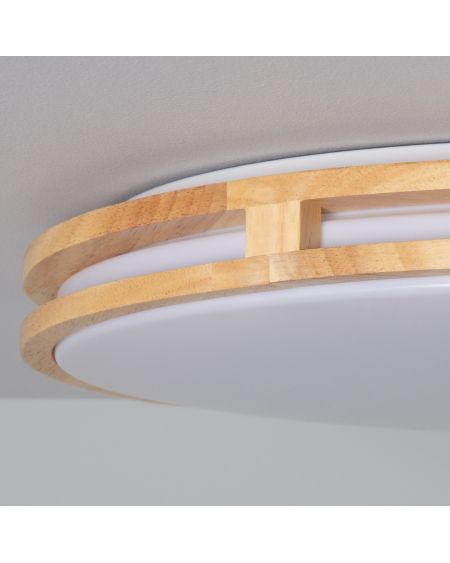 Plafonnier LED Rond Bois 20W CCT Sélectionnable Donati Ø405 mm