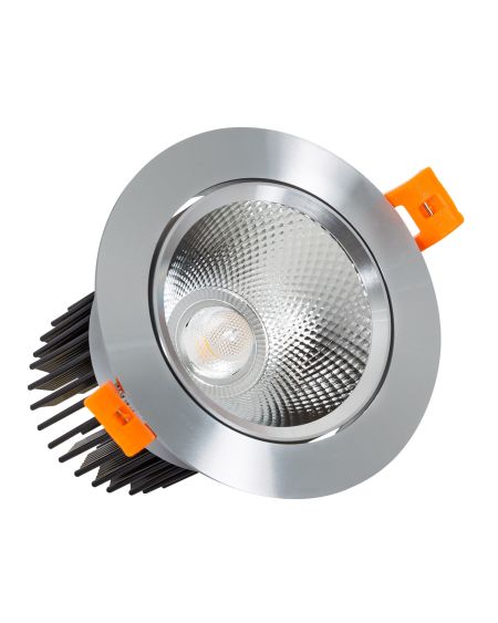 Spot LED Downlight Orientable COB Rond 15W Argenté CRI90 Expert Color No Flicker Coupe Ø90mm