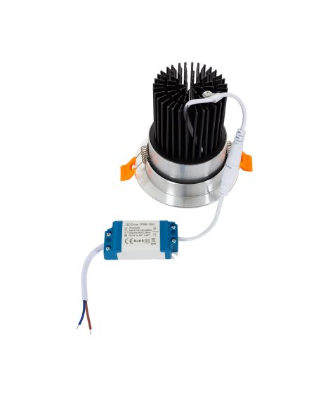 Spot LED Downlight Orientable COB Rond 15W Argenté CRI90 Expert Color No Flicker Coupe Ø90mm