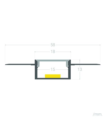 Profilé Aluminium Encastré dans Plâtre / Placo 2m pour Ruban LED