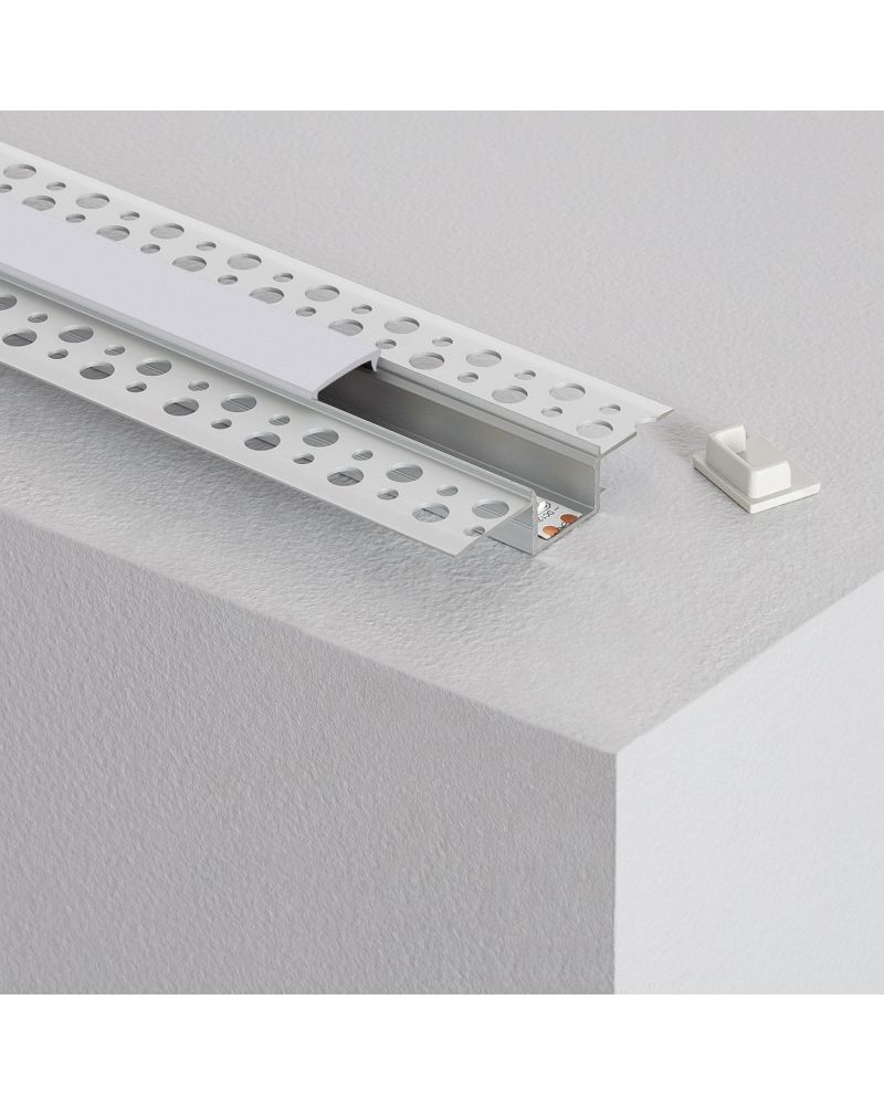 Profilé Aluminium avec Capot Continu Intégration dans Plâtre / Placo pour Ruban LED Jusqu'à 15mm