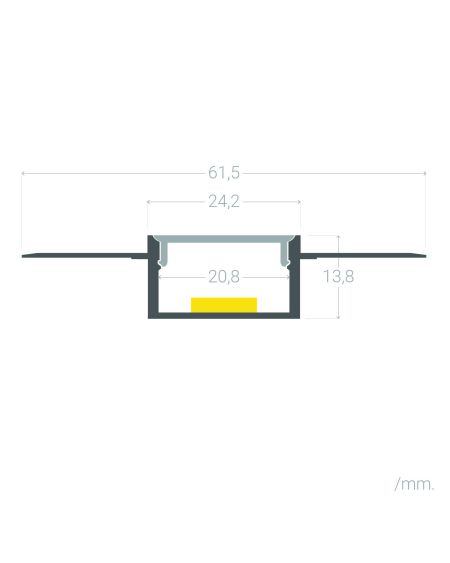 Profilé Aluminium Encastré dans Plâtre / Plaque de Plâtre 2m pour Ruban LED Double