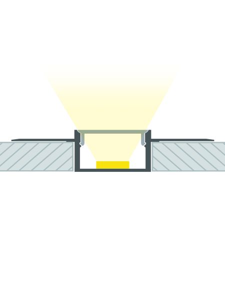 Profilé Aluminium Intégration dans Plâtre / Placo pour Double Ruban LED Jusqu'à 20mm