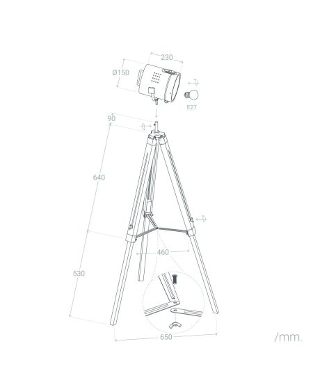 Lampadaire Bois et Métal Turea