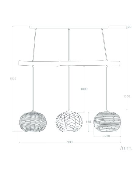 Suspension Rotin et Bois Linfen