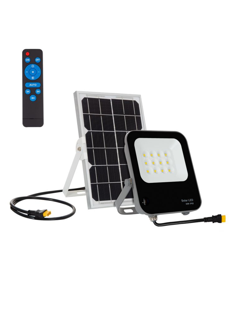 Projecteur LED Solaire 30W 170lm/W IP65 avec Télécommande Projecteur LED Solaire 30W 170lm/W IP65 avec Télécommande