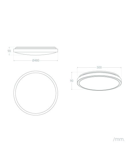 Plafonnier LED Rond Métal 24W CCT Sélectionnable Bari Ø500 mm