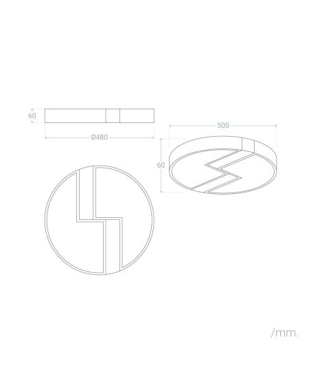 Plafonnier LED Rond Métal 27WCCT Sélectionnable Brusk Ø500 mm