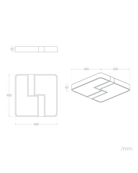 Plafonnier LED Carré Métal 35W CCT Sélectionnable Brusk 480x480 mm