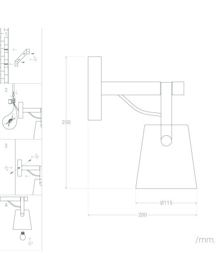 Lampe Murale Bois et Métal Tynset