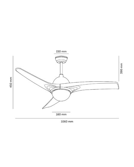 Ventilateur de Plafond Silencieux Aran Blanc 107cm Moteur DC