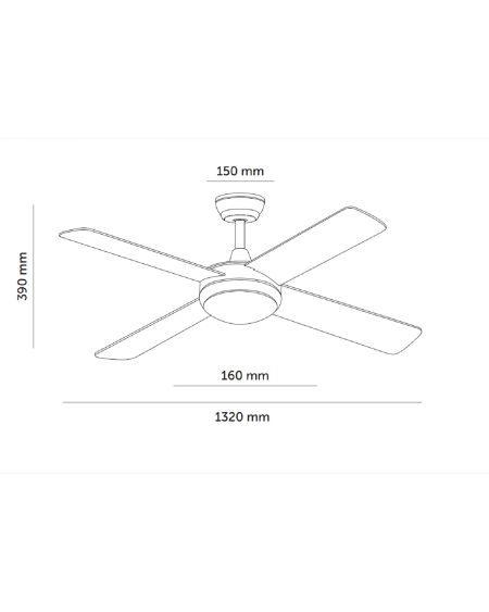 Ventilateur de Plafond LED Silencieux Navy Blanc 132cm Moteur DC