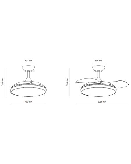 Ventilateur de Plafond Silencieux Dalori Blanc 106cm Moteur DC