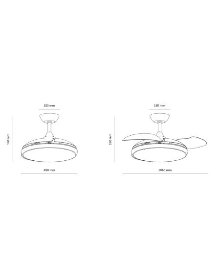 Ventilateur de Plafond Silencieux Kourak Noir 106cm Moteur DC