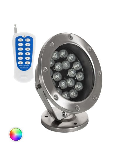 Spot LED RGB Fixation au Sol 12V 18W Submersible IP68