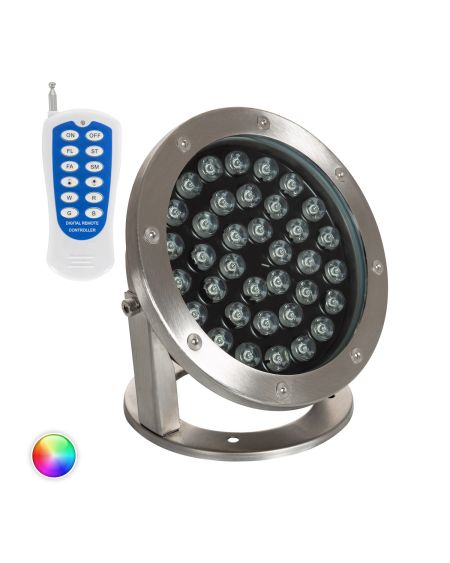 Spot LED RGB Fixation au Sol 12V 36W Submersible IP68