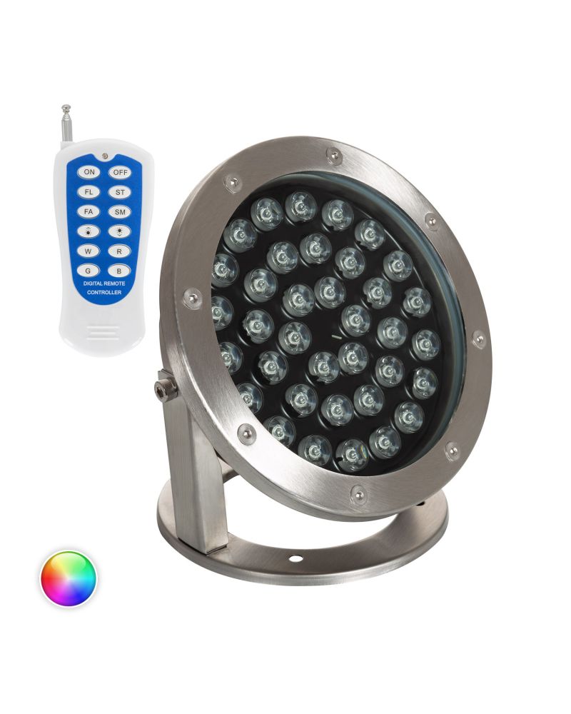 Spot LED RGB Fixation au Sol 12V 36W Submersible IP68