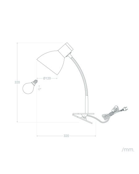 Lampe de Bureau Flex Métal Benzal avec Pince