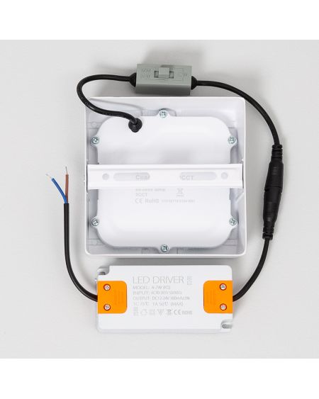 Plafonnier LED Carré 6W Extra-Plat CCT Sélectionnable 105x105 mm