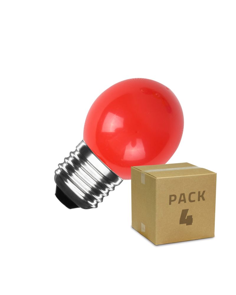 Pack 4 Ampoules LED E27 3W 300 lm G45 Rouge Pack 4 Ampoules LED E27 3W 300 lm G45 Rouge