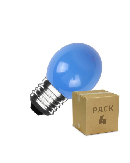 Pack 4 Ampoules LED E27 3W 300 lm G45 Bleu