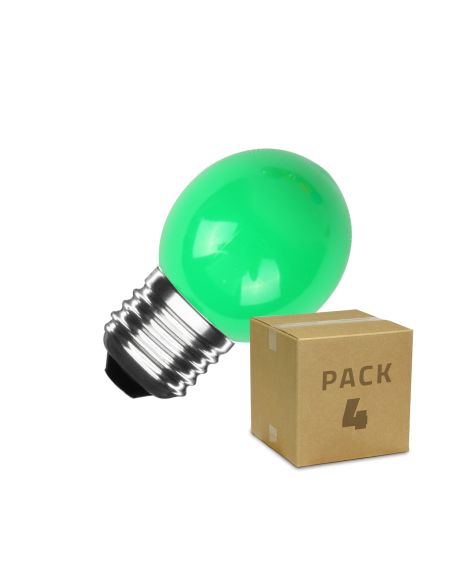 Pack 4 Ampoules LED E27 3W 300 lm G45 Verte