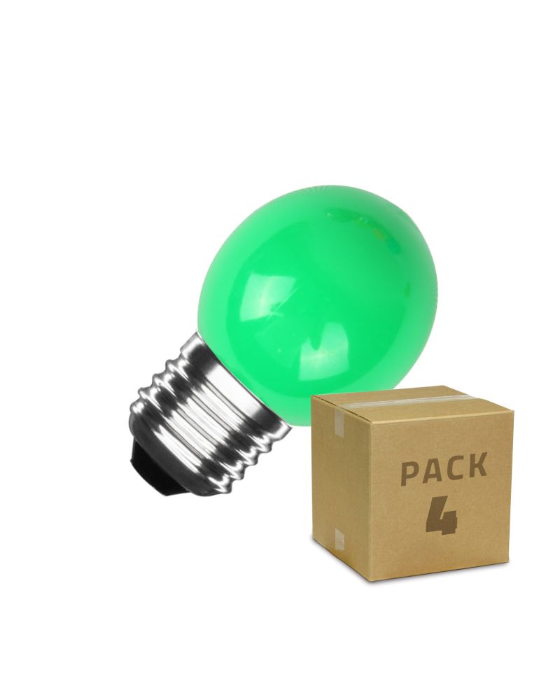 Pack 4 Ampoules LED E27 3W 300 lm G45 Verte