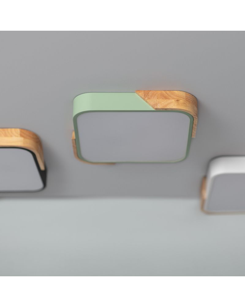 Plafonnier LED 18W Carré Bois 325x325 mm CCT Sélectionnable Semi-Dari