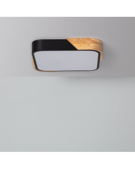 Plafonnier LED 18W Carré Bois 325x325 mm CCT Sélectionnable Semi-Dari