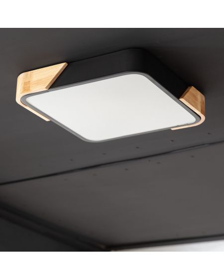 Plafonnier LED 18W Carré Bois 325x325 mm CCT Sélectionnable Semi-Dari