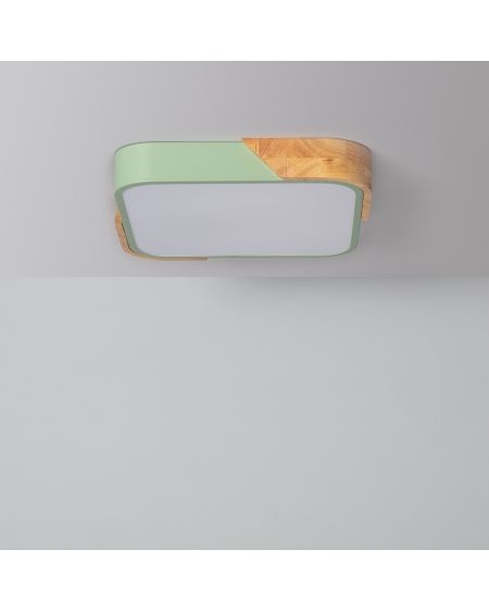 Plafonnier LED 18W Carré Bois 325x325 mm CCT Sélectionnable Semi-Dari