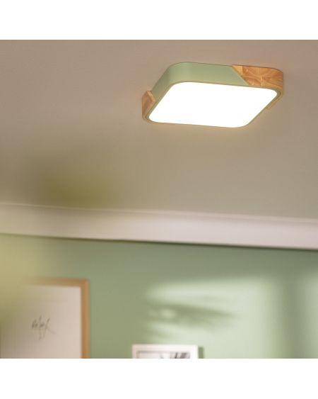Plafonnier LED 18W Carré Bois 325x325 mm CCT Sélectionnable Semi-Dari