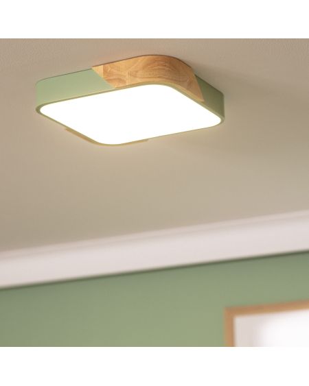 Plafonnier LED 18W Carré Bois 325x325 mm CCT Sélectionnable Semi-Dari