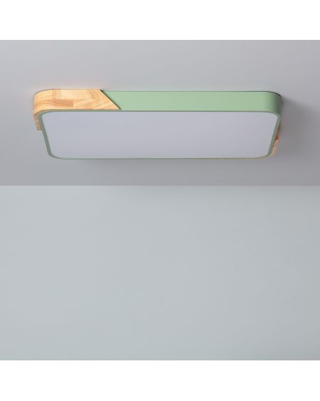 Plafonnier LED 30W Rectangulaire Bois et Métal 625x425 mm CCT Sélectionnable Semi-Dari