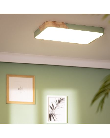 Plafonnier LED 30W Rectangulaire Bois et Métal 625x425 mm CCT Sélectionnable Semi-Dari