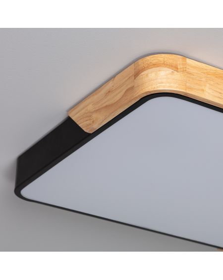 Plafonnier LED 30W Rectangulaire Bois et Métal 625x425 mm CCT Sélectionnable Semi-Dari
