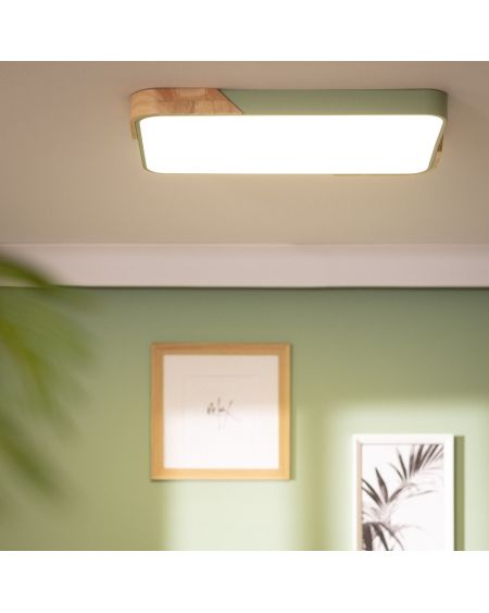 Plafonnier LED 30W Rectangulaire Bois et Métal 625x425 mm CCT Sélectionnable Semi-Dari