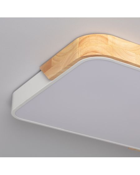Plafonnier LED 30W Rectangulaire Bois et Métal 625x425 mm CCT Sélectionnable Semi-Dari