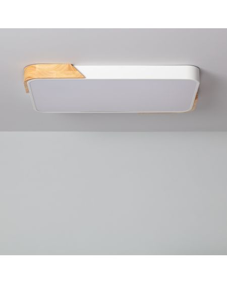 Plafonnier LED 30W Rectangulaire Bois et Métal 625x425 mm CCT Sélectionnable Semi-Dari