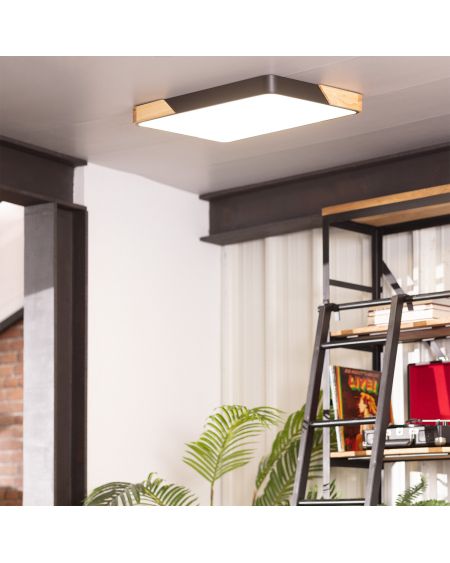 Plafonnier LED 30W Rectangulaire Bois et Métal 625x425 mm CCT Sélectionnable Semi-Dari
