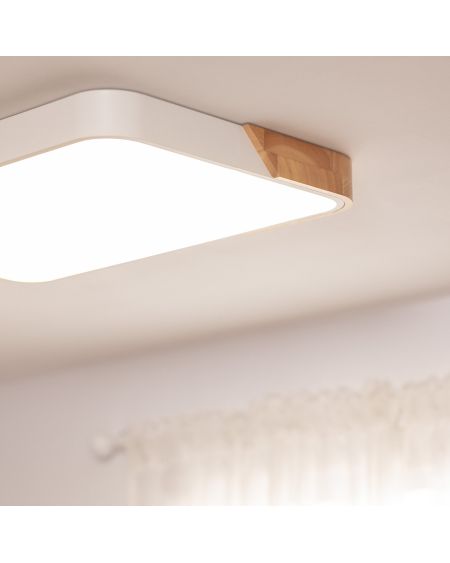 Plafonnier LED 30W Rectangulaire Bois et Métal 625x425 mm CCT Sélectionnable Semi-Dari