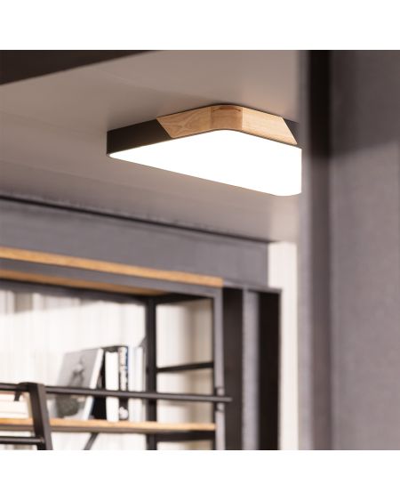 Plafonnier LED 30W Rectangulaire Bois et Métal 625x425 mm CCT Sélectionnable Semi-Dari