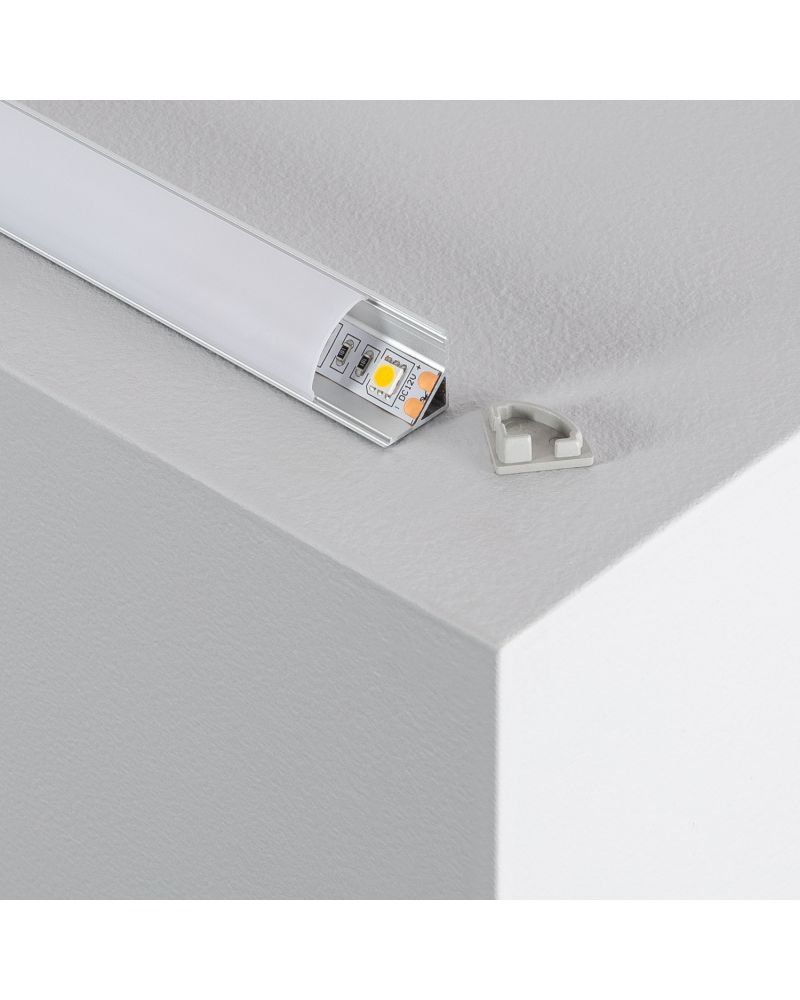 Profilé d'Angle Aluminium Capot Circulaire 2m pour Ruban LED jusqu'à 10mm