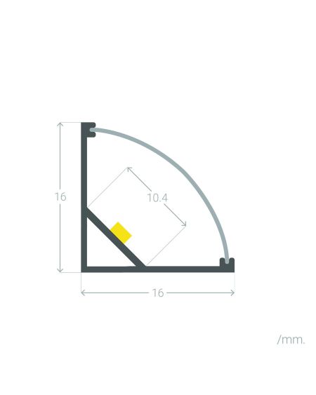 Profilé d'Angle Aluminium Capot Circulaire 2m pour Ruban LED jusqu'à 10mm