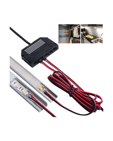 Kit Distributeur de Connexion de 6-10 Sorties + Câbles de Connexion 5m pour Alimentation Rubans LED 12/24V