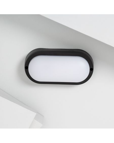 Plafonnier LED Extérieur Ovale 15W Hublot Black IP65 85x173 mm