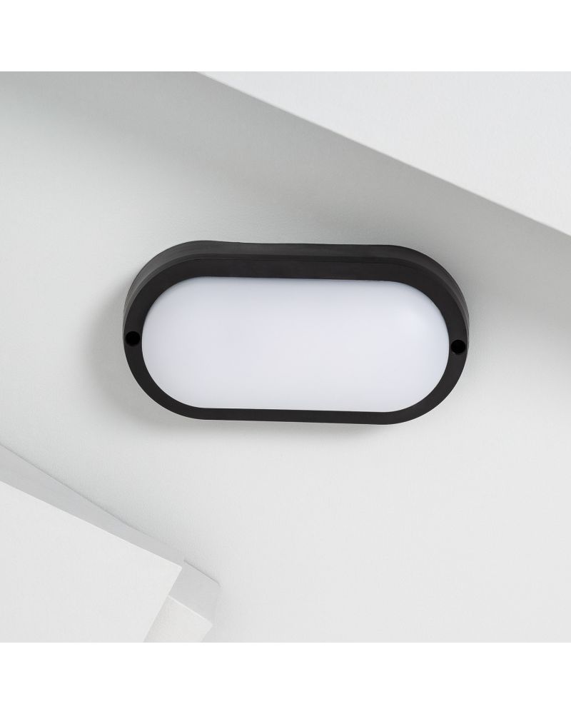 Plafonnier LED Extérieur Ovale 15W Hublot Black IP65 85x173 mm