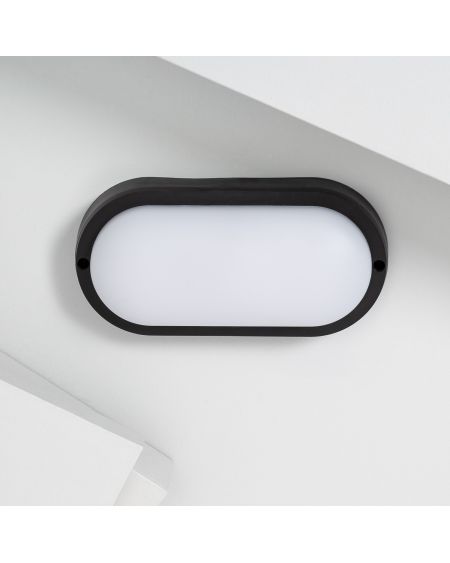 Plafonnier LED Extérieur Ovale 25W Hublot Black IP65 98x198 mm