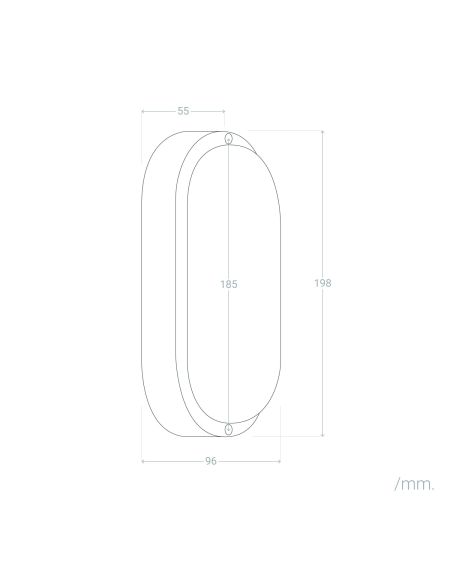 Plafonnier LED Extérieur Ovale 25W Hublot Black IP65 98x198 mm