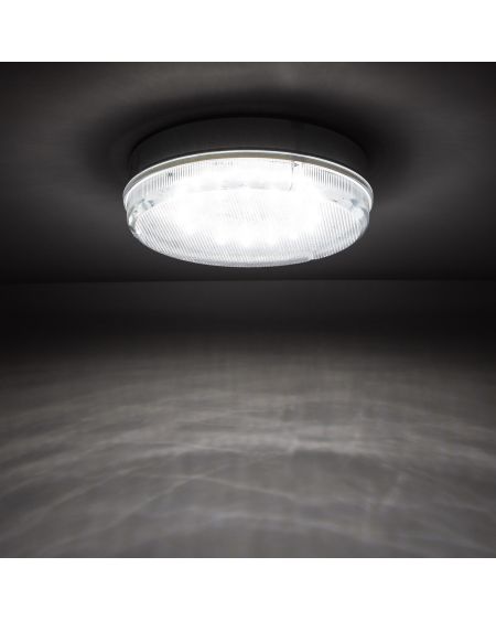 Plafonnier LED Extérieur Rond 24W Hublot Transparent IP65 Ø285 mm avec Éclairage de Sécurité Non Permanent
